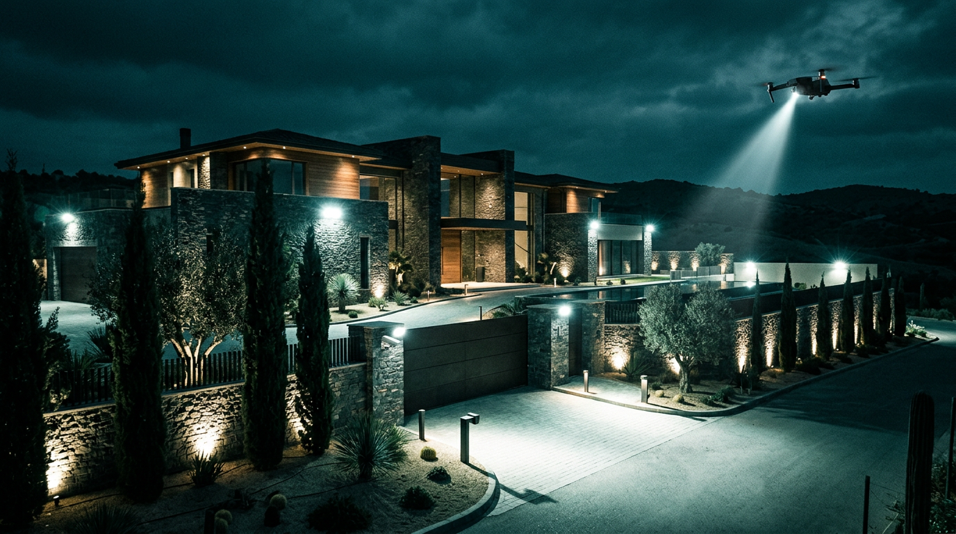 Drone spotlight and security response